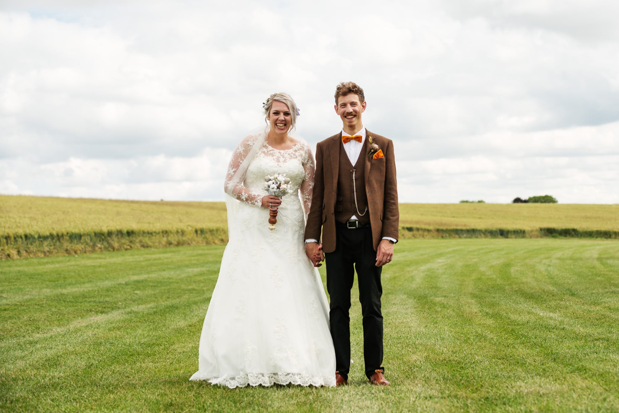 Portrait of bride and groom at a Country Tipis wedding in Essex