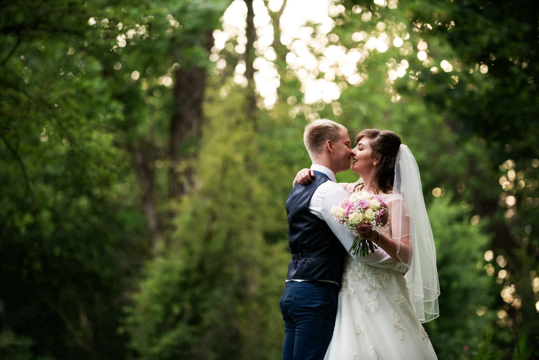 Bride and groom portrait at Tewinbury wedding