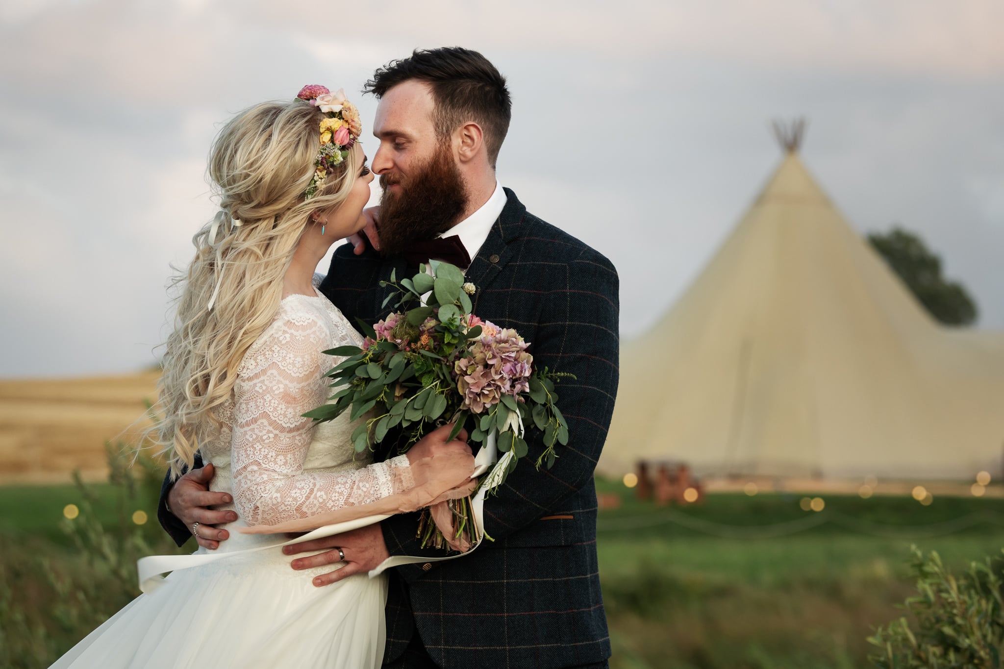 Natural couple portrait of bride and groom at Tip Top Venues wedding