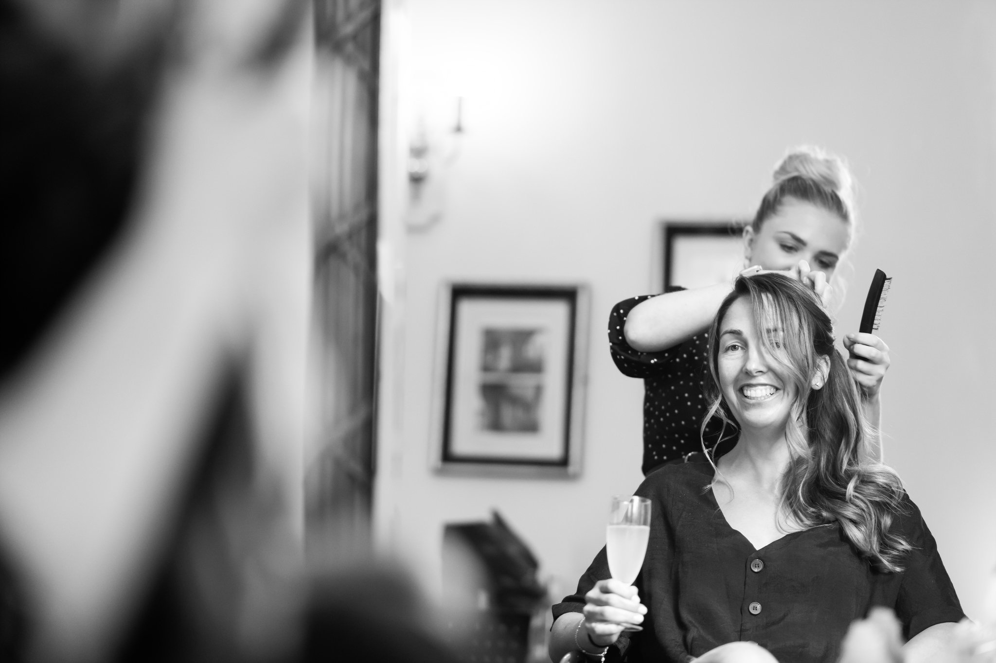 The Bride gets ready on the morning of her wedding day at Hitchin Priory.