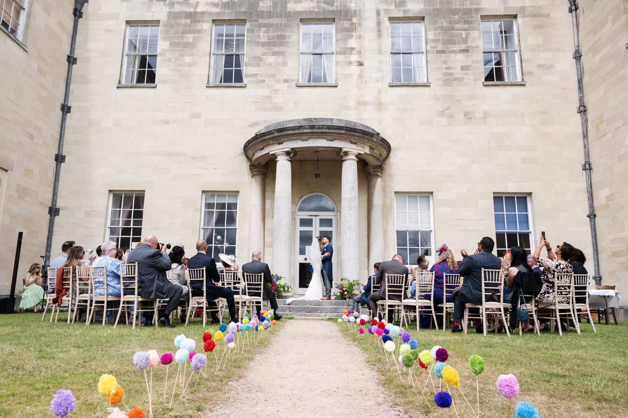 Hitchin Priory wedding photography. An outdoor wedding ceremony at Hitchin Priory.
