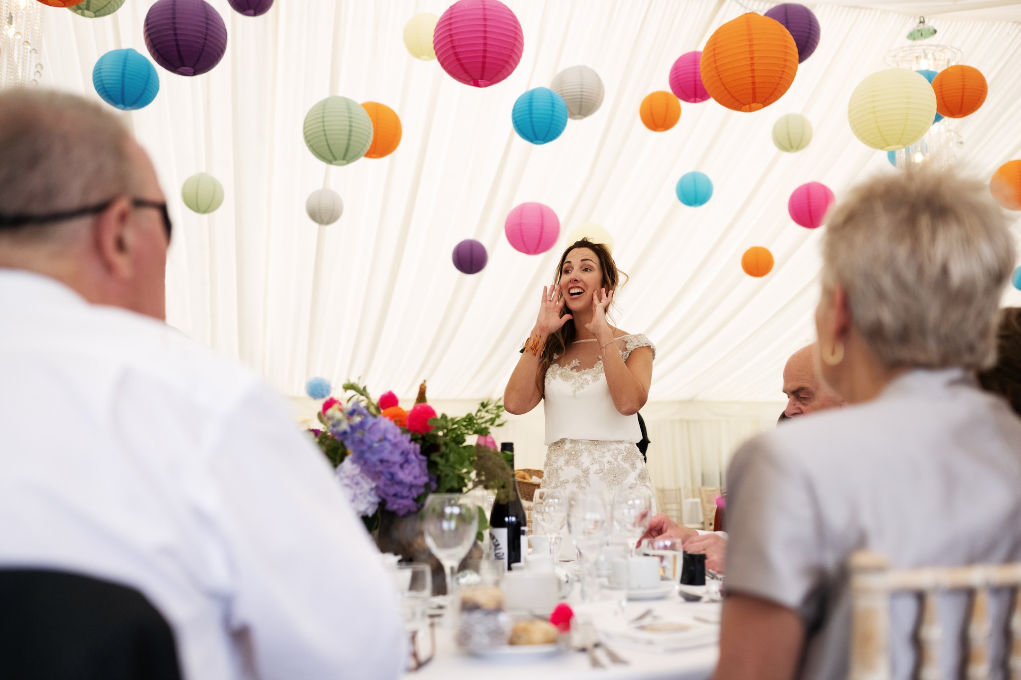 The Bride gives a speech at a Hitchin Priory wedding.
