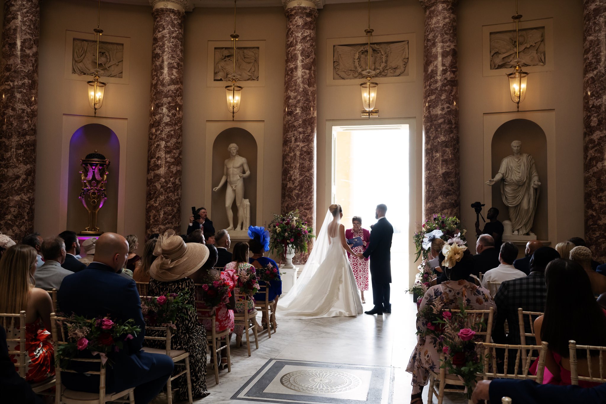 A wedding ceremony at The Marble Hall at Stowe House.