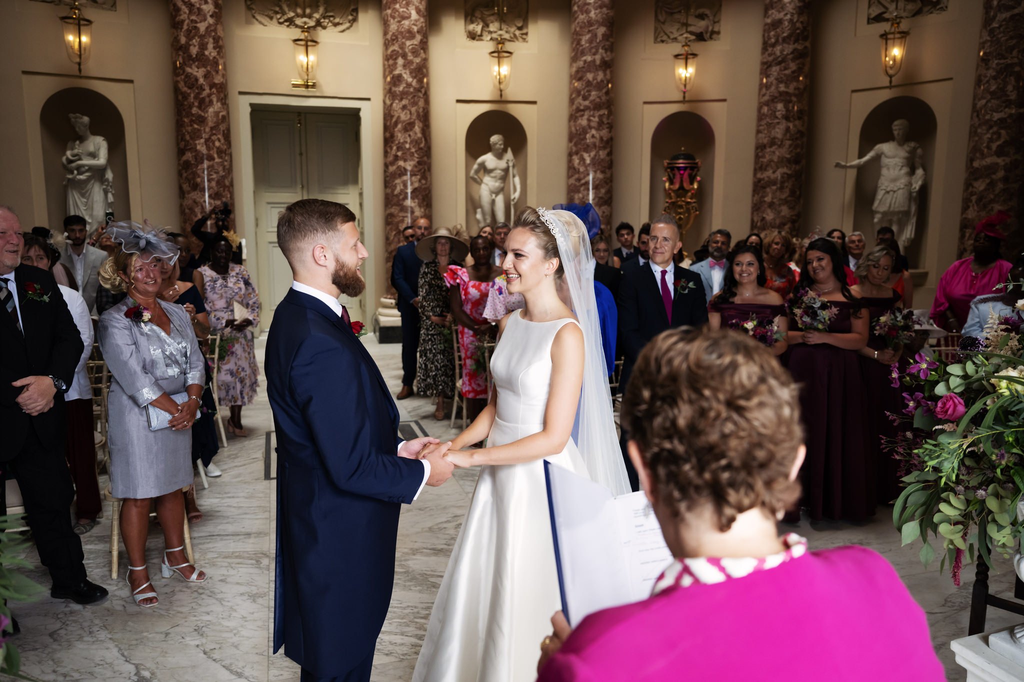 A portrait of the bride and groom