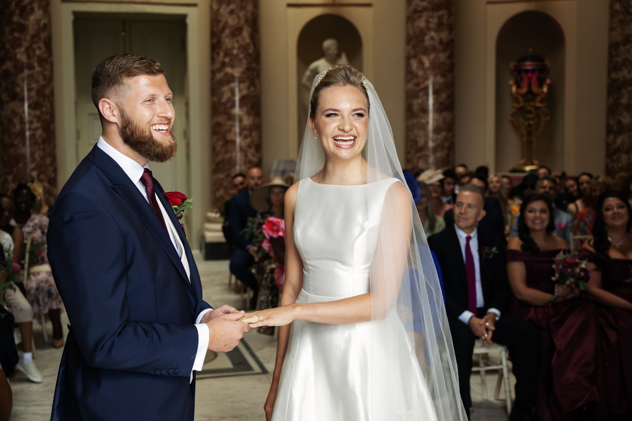Wedding ceremony at Stowe House in The Marble Hall