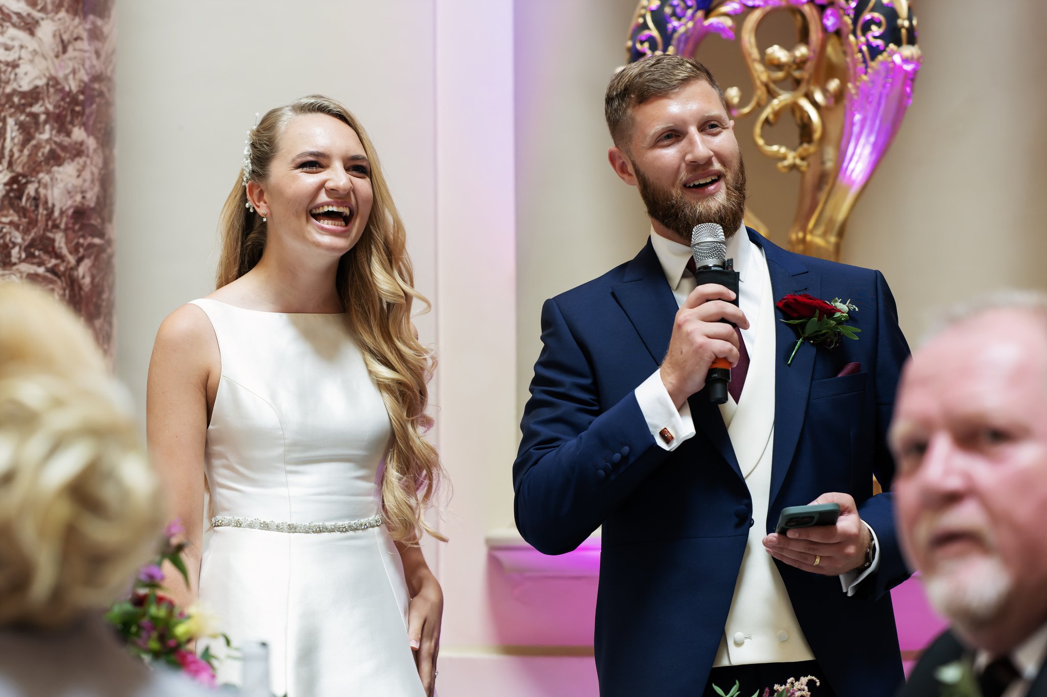 The groom gives his speech at his Stowe House wedding.