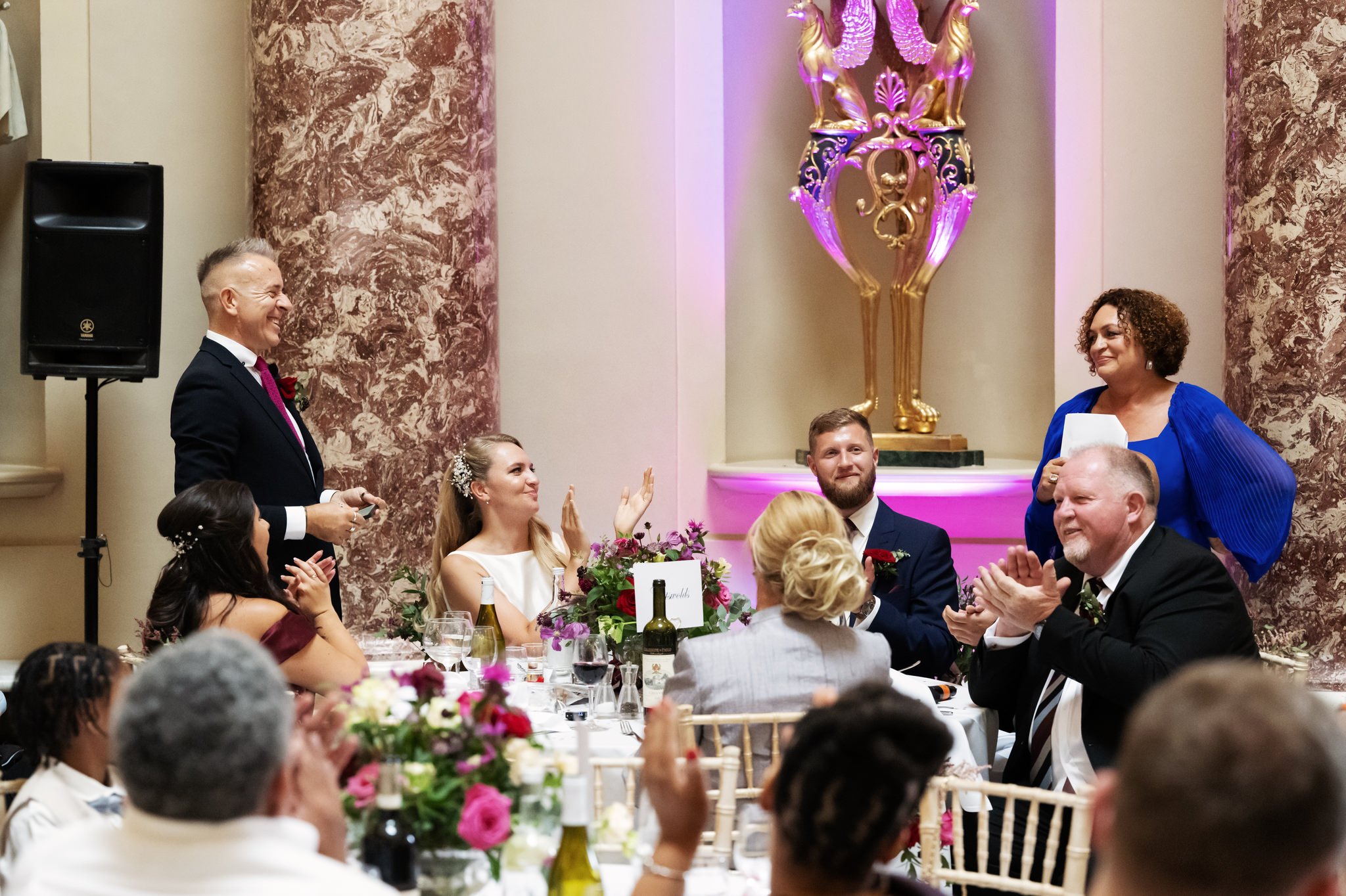 The father of the bride gives his speech at a Stowe House wedding.