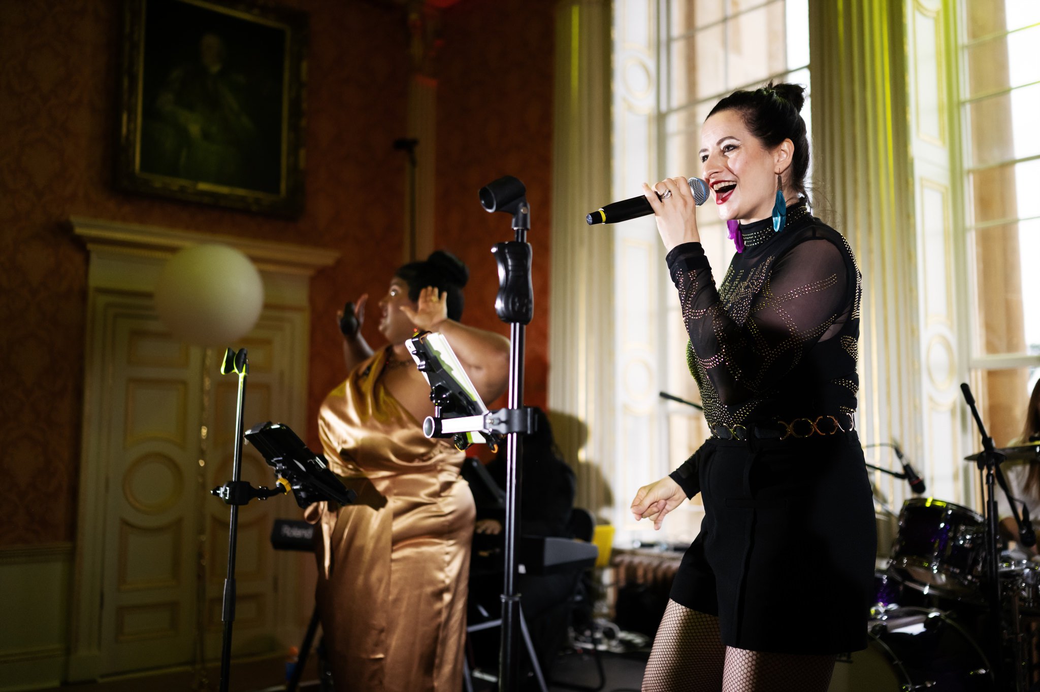 The band 'She Music Global' performing at a Stowe House wedding.