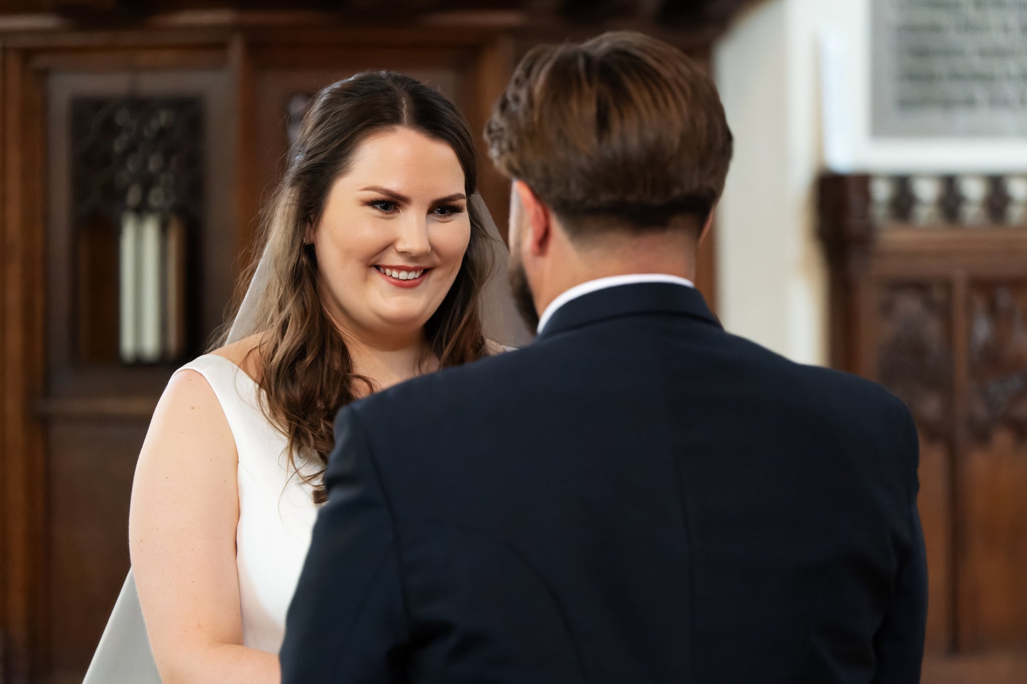 The bride and groom during a wedding ceremony in a Watford church