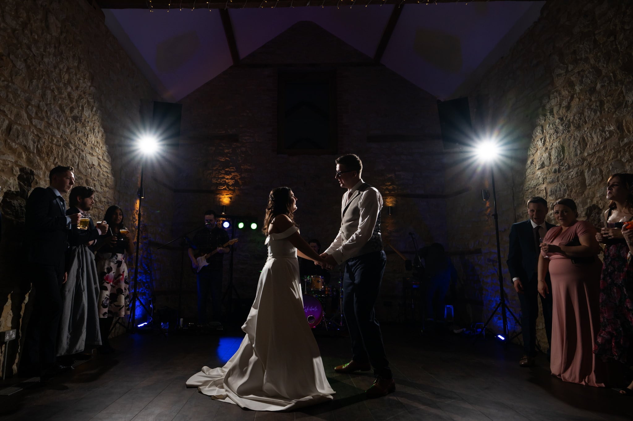 A bride and groom dancing at Huntsmill Farm captured by a wedding photographer.