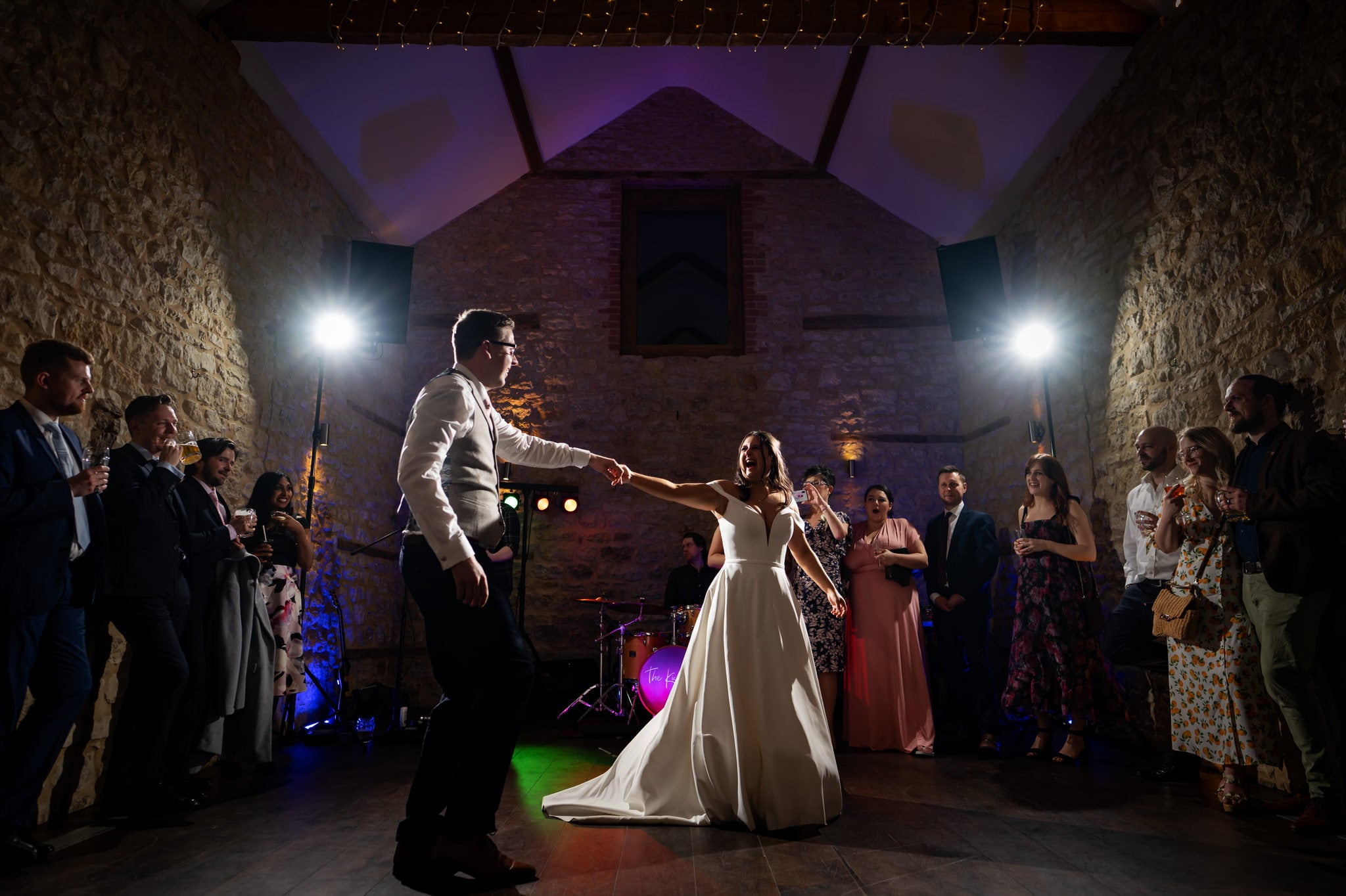 Huntsmill Farm Wedding Photographer captures a bride and groom dancing at their reception.