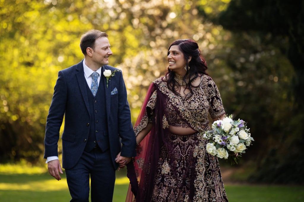 Bride and groom portrait at Hunton Park